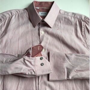 DUCHAMP London tailored fit light burgundy  colour cotton shirt Sz 16 / 40